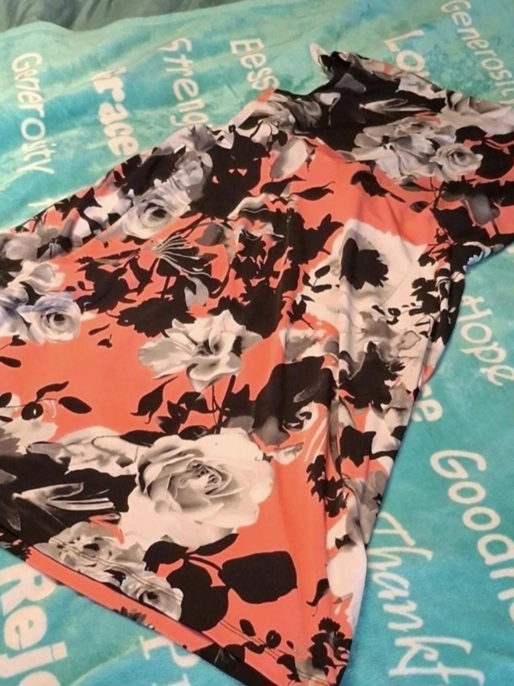 connected apparel Coral, Black & Gray Floral Dress